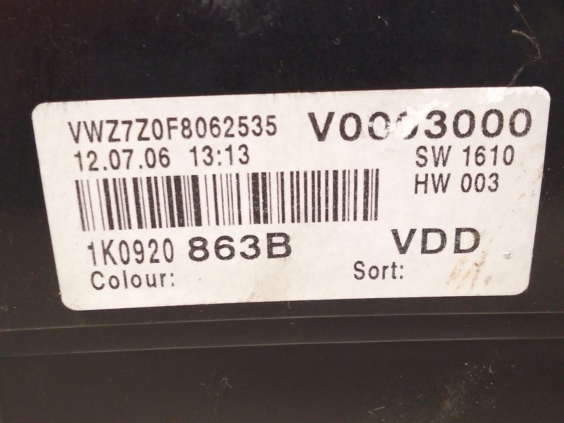 Recambio de cuadro instrumentos para volkswagen golf v (1k1) 1.9 tdi referencia OEM IAM 1K0920863  