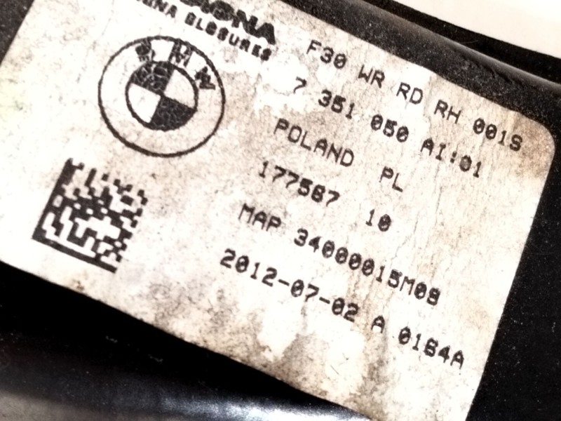Recambio de elevalunas trasero derecho para bmw 3 (f30, f80) 318 d referencia OEM IAM 7351050  