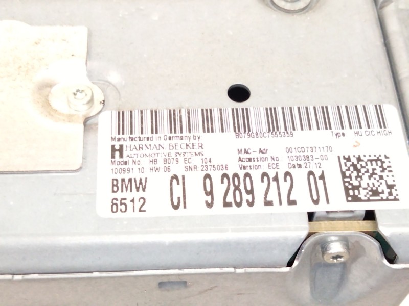 Recambio de sistema audio / radio cd para bmw 3 (f30, f80) 318 d referencia OEM IAM 9289212  