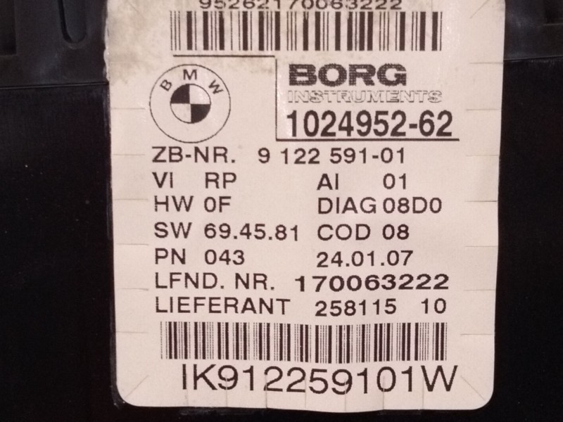 Recambio de cuadro instrumentos para bmw 1 (e87) 118 d referencia OEM IAM   