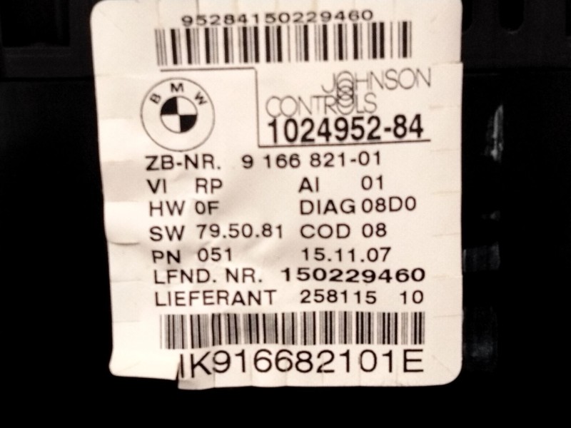 Recambio de cuadro instrumentos para bmw serie 1 berlina (e81/e87) 118d referencia OEM IAM 9166821  