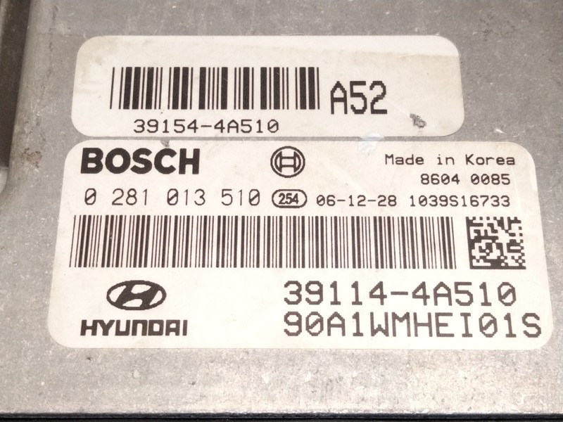 Recambio de centralita motor uce para hyundai h-1 furgoneta (a1) 2.5 crdi referencia OEM IAM 39114A510 0281013510 