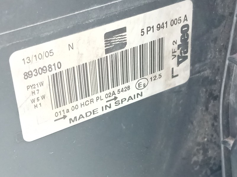 Recambio de faro izquierdo para seat altea (5p1) 1.9 tdi referencia OEM IAM 5P1941005A  