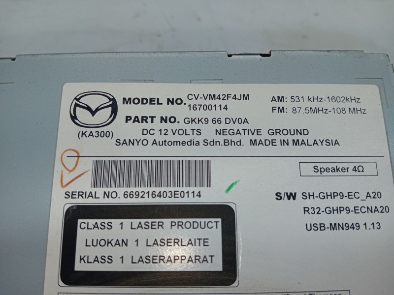 Recambio de sistema audio / radio cd para mazda cx-5 (ke, gh) 2.2 d awd (ke2aw) referencia OEM IAM   