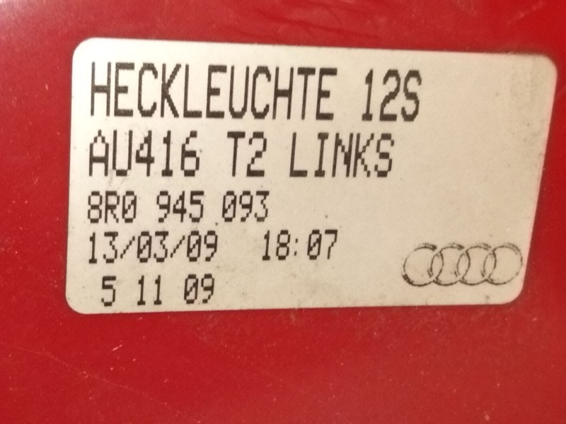 Recambio de piloto trasero izquierdo porton para audi q5 (8rb) 2.0 tdi quattro referencia OEM IAM 8R0945093  