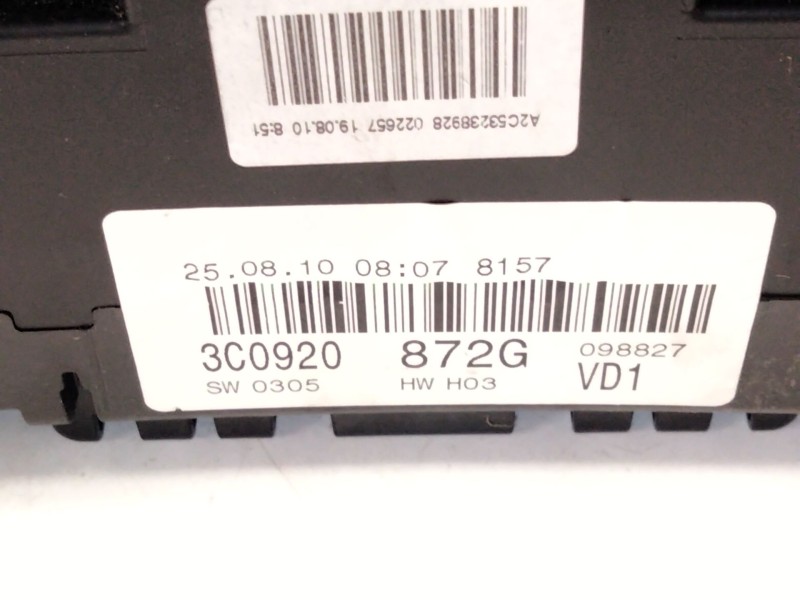 Recambio de cuadro instrumentos para volkswagen passat variant (365) 1.6 tdi dpf referencia OEM IAM 3C0920872G  