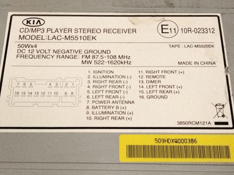 Recambio de sistema audio / radio cd para kia sportage ii (je_, km_) 2.0 crdi 4wd referencia OEM IAM   