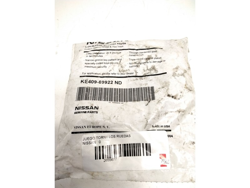 Recambio de juego tornillos ruedas para nissan referencia OEM IAM KE40989922ND  