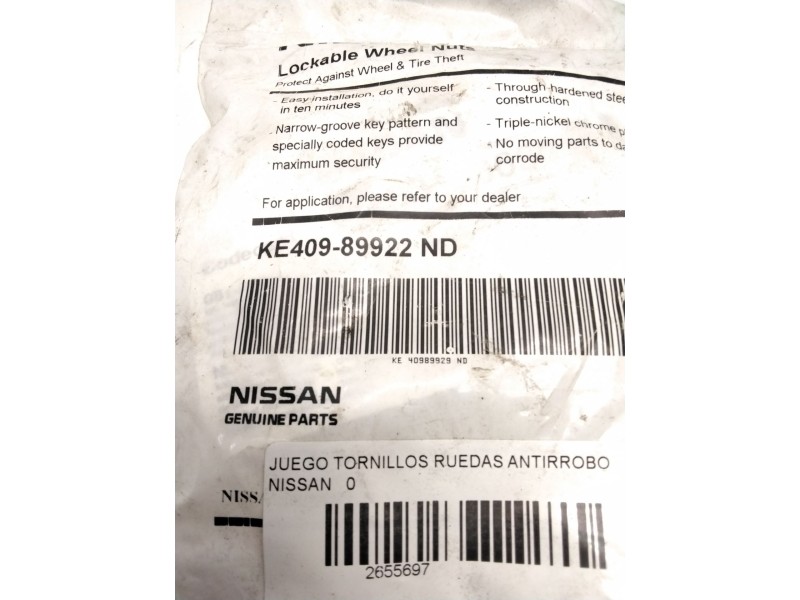Recambio de juego tornillos ruedas para nissan referencia OEM IAM KE40989922ND  