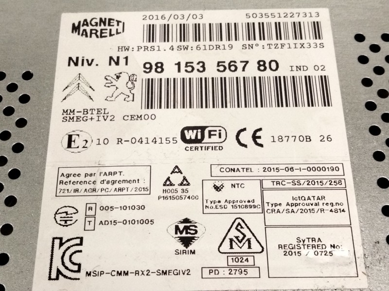 Recambio de sistema audio / radio cd para citroën c4 aircross 1.6 hdi 115 referencia OEM IAM 9815356780  