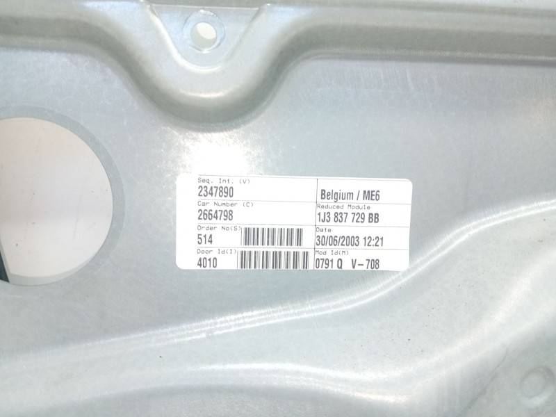 Recambio de elevalunas delantero izquierdo para volkswagen golf iv (1j1) 1.9 tdi referencia OEM IAM 1J3837729  