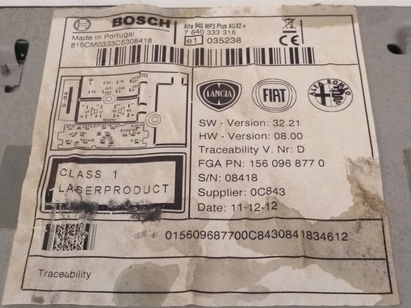 Recambio de sistema audio / radio cd para alfa romeo giulietta (191) distinctive referencia OEM IAM   