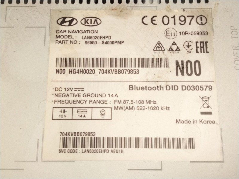 Recambio de pantalla multifuncion para hyundai i30 (pde, pd, pden) 1.6 crdi referencia OEM IAM 96550G4000  