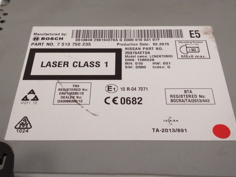 Recambio de sistema audio / radio cd para nissan x-trail iii (t32_, t32r, t32rr) 1.6 dci (t32) referencia OEM IAM 7513750253  