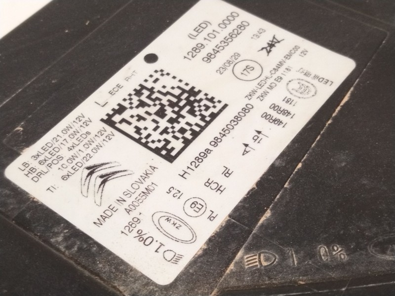 Recambio de faro izquierdo para citroën c5 aircross (a_) 1.6 thp 150 (a45gxj) referencia OEM IAM 9845356280  