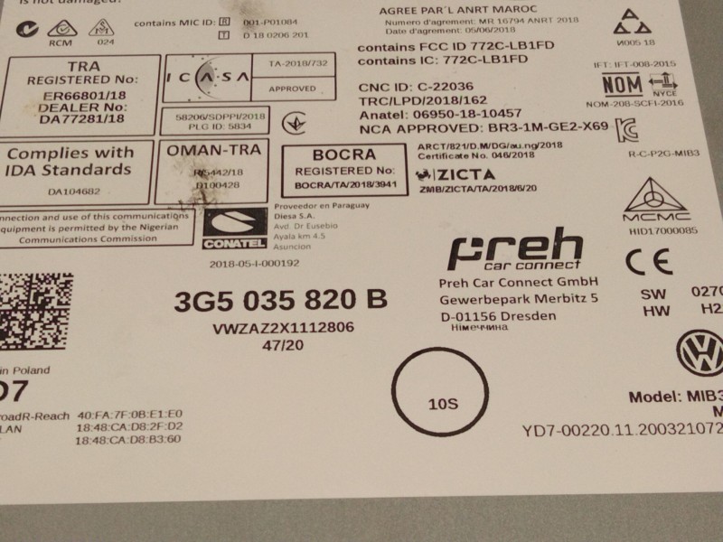 Recambio de amplificador de radio para volkswagen t-roc (a11, d11) 1.5 tsi referencia OEM IAM 3G5035820  