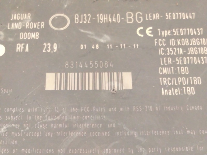Recambio de modulo electronico para land rover range rover evoque (l538) 2.0 4x4 referencia OEM IAM BJ3219H440  