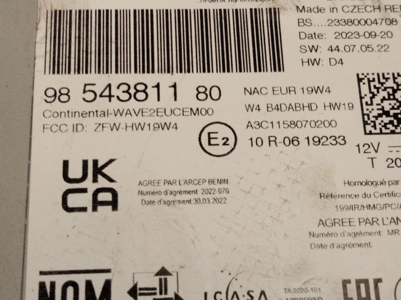 Recambio de amplificador de radio para citroën c5 aircross (a_) 1.6 thp 150 (a45gxj) referencia OEM IAM 9854381180  