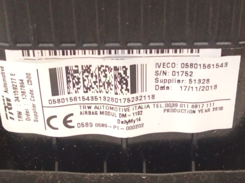 Recambio de airbag delantero izquierdo para iveco daily vi furgoneta 33s11, 35s11, 35c11 referencia OEM IAM 05801561543  