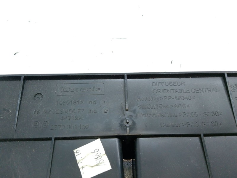 Recambio de aireador central para peugeot 208 i (ca_, cc_) 1.2 thp 110 referencia OEM IAM 9672648677  