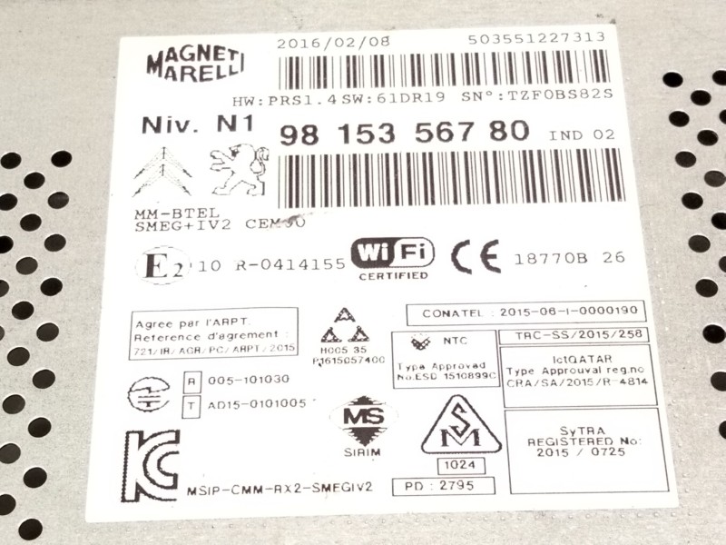 Recambio de amplificador de radio para peugeot 208 i (ca_, cc_) 1.2 thp 110 referencia OEM IAM 9815356780  