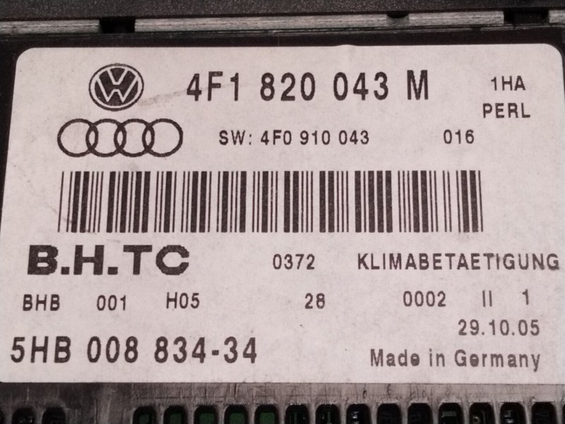 Recambio de mando calefaccion aire acondicionado para audi a6 c6 (4f2) 2.0 tdi referencia OEM IAM 4F1820043  