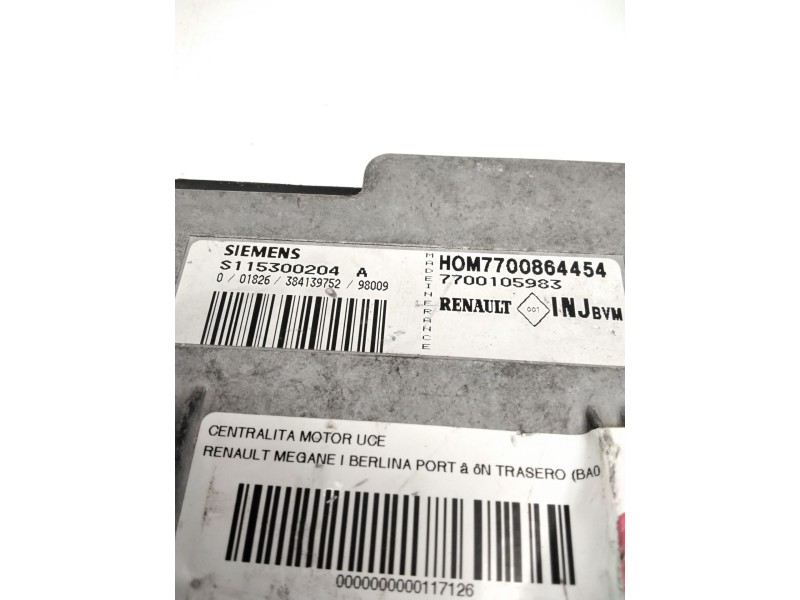 Recambio de centralita motor uce para renault megane i berlina hatchback (ba0) 1.5 cat referencia OEM IAM S115300204A 7700864454