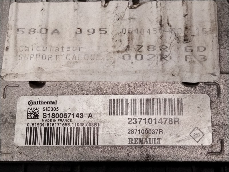 Recambio de centralita motor uce para renault grand scénic iii (jz0/1_) 1.5 dci referencia OEM IAM 237101478R S180067143 