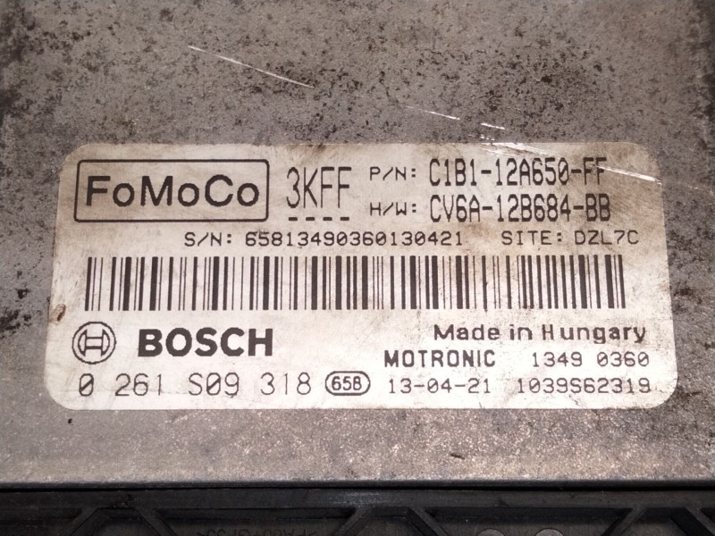 Recambio de centralita motor uce para ford focus iii 1.0 ecoboost referencia OEM IAM C1B112A650FF 0261S08318 CV6A12B684BB