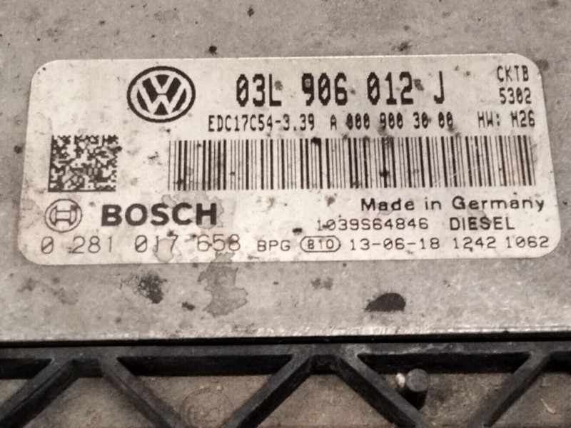 Recambio de centralita motor uce para volkswagen crafter 30-50 furgoneta (2e_) 2.0 tdi referencia OEM IAM 03L906012J 0281017658 