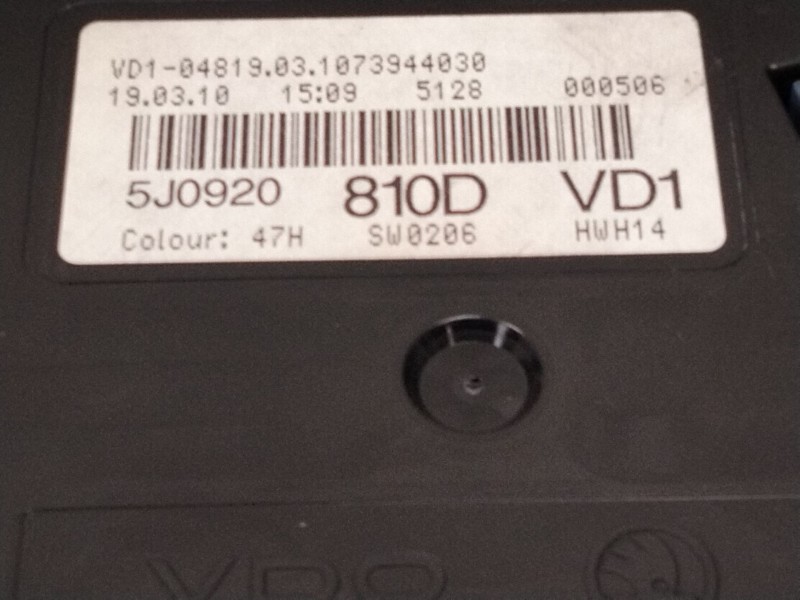 Recambio de cuadro instrumentos para skoda fabia ii combi (545) 1.6 tdi referencia OEM IAM 5J0920810D  