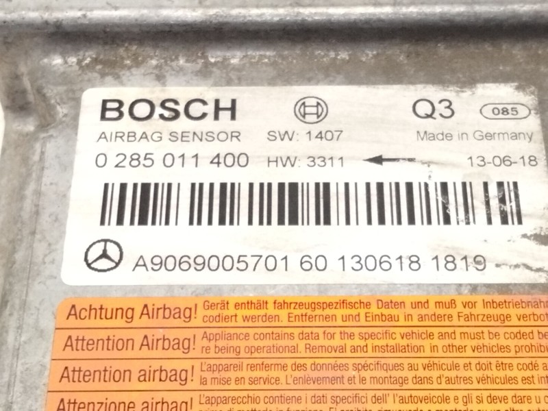 Recambio de centralita airbag para volkswagen crafter 30-50 furgoneta (2e_) 2.0 tdi referencia OEM IAM A9069005701 0285011400 