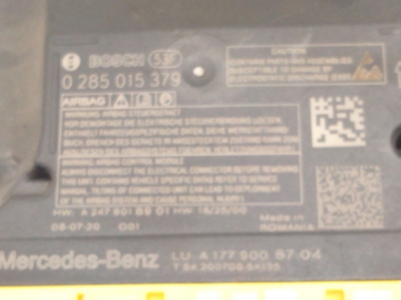 Recambio de centralita airbag para mercedes-benz gla (h247) gla 200 (247.787) referencia OEM IAM A1779006704 0275015379 