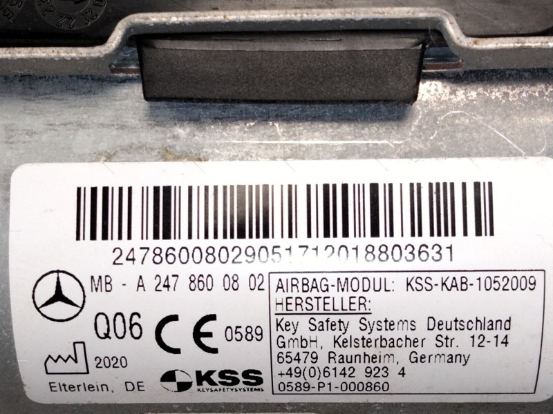 Recambio de airbag de rodilla delantero izquierdo para mercedes-benz gla (h247) gla 200 (247.787) referencia OEM IAM A2478600802