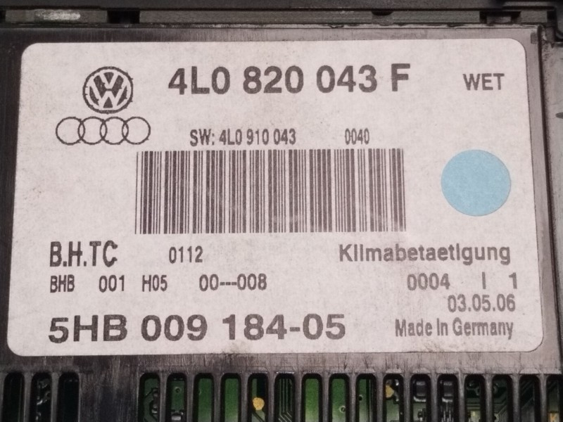 Recambio de mando climatizador para audi q7 (4lb) 3.0 tdi quattro referencia OEM IAM 4L0820043F  