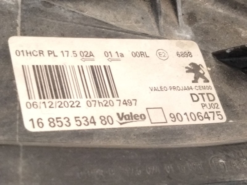Recambio de faro derecho para peugeot 2008 i (cu_) 1.6 bluehdi 120 referencia OEM IAM 1685353480  