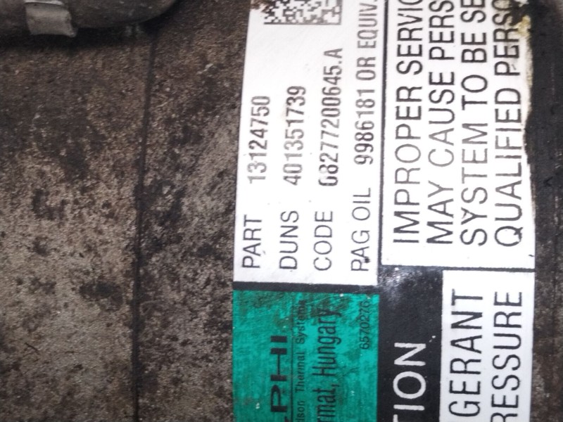 Recambio de compresor aire acondicionado para opel astra h gtc (a04) 1.6 (l08) referencia OEM IAM 13124750  