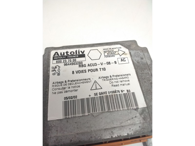Recambio de centralita airbag para peugeot 206 berlina diesel referencia OEM IAM 600237000 9644903280 5EGAHE0155876