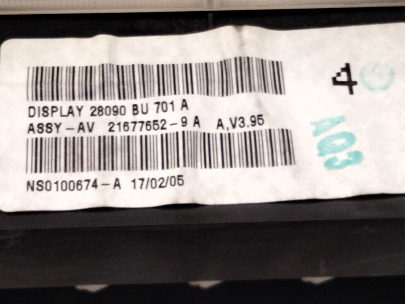 Recambio de pantalla multifuncion para nissan almera ii hatchback (n16) 2.2 dci referencia OEM IAM 28090BU701  