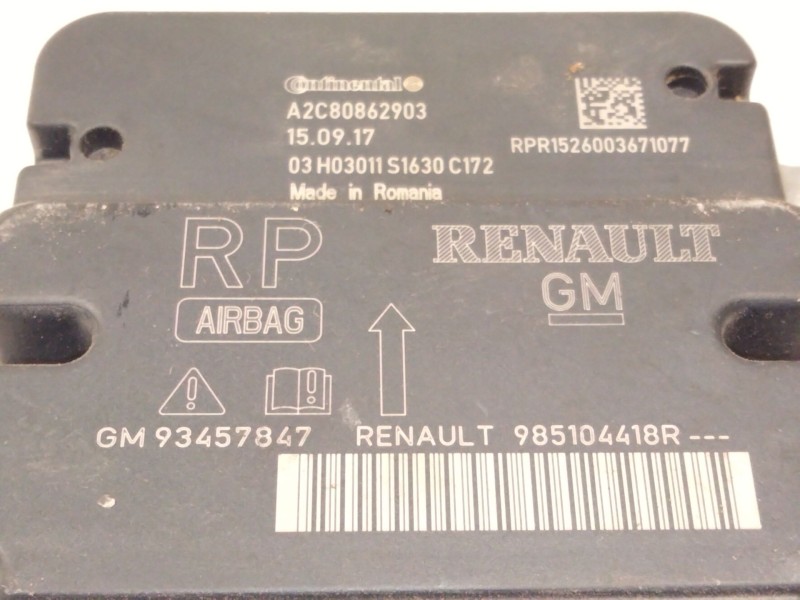 Recambio de centralita airbag para opel vivaro b autobús (x82) 1.6 cdti (06) referencia OEM IAM 985104418R A2C80862903 93457847