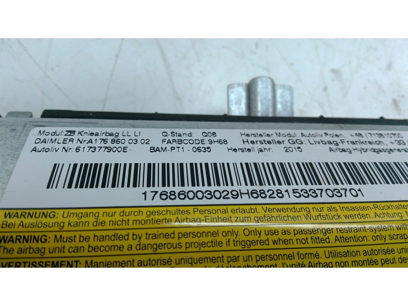 Recambio de airbag de rodilla delantero izquierdo para mercedes-benz clase a (w176) a 180 cdi / d (176.012) referencia OEM IAM A