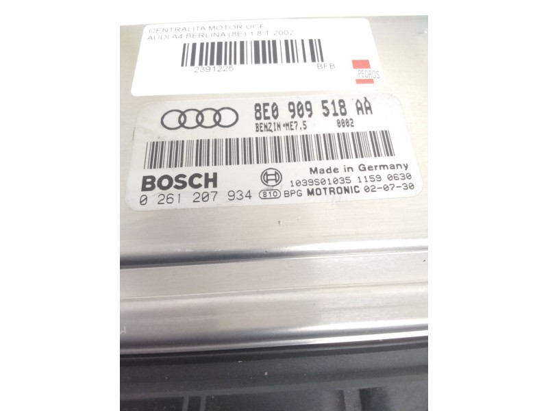 Recambio de centralita motor uce para audi a4 berlina (8e) 1.8 t referencia OEM IAM 8E0909518AA 0261207934 1039S01035