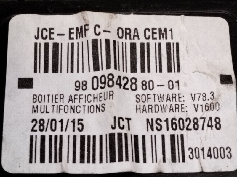 Recambio de pantalla multifuncion para citroën berlingo multispace (b9) 1.6 hdi 90 referencia OEM IAM 9809842880  