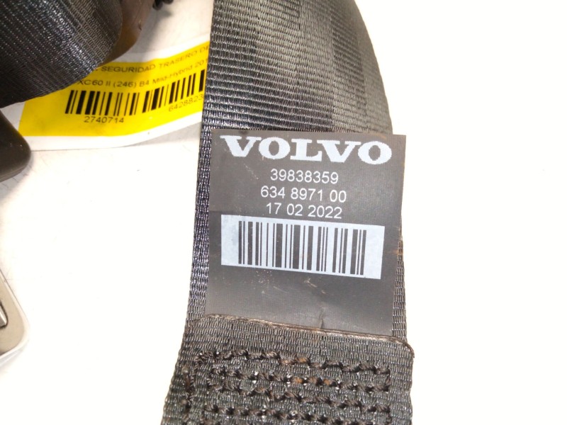 Recambio de cinturon seguridad trasero derecho para volvo xc60 ii (246) b4 mild-hybrid referencia OEM IAM 39838359  