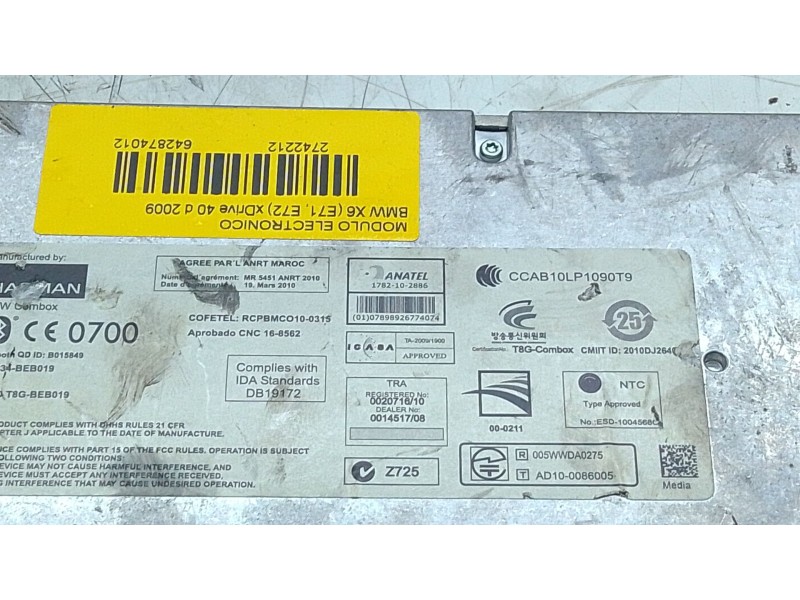 Recambio de modulo electronico para bmw x6 (e71, e72) xdrive 40 d referencia OEM IAM T8GBEB  