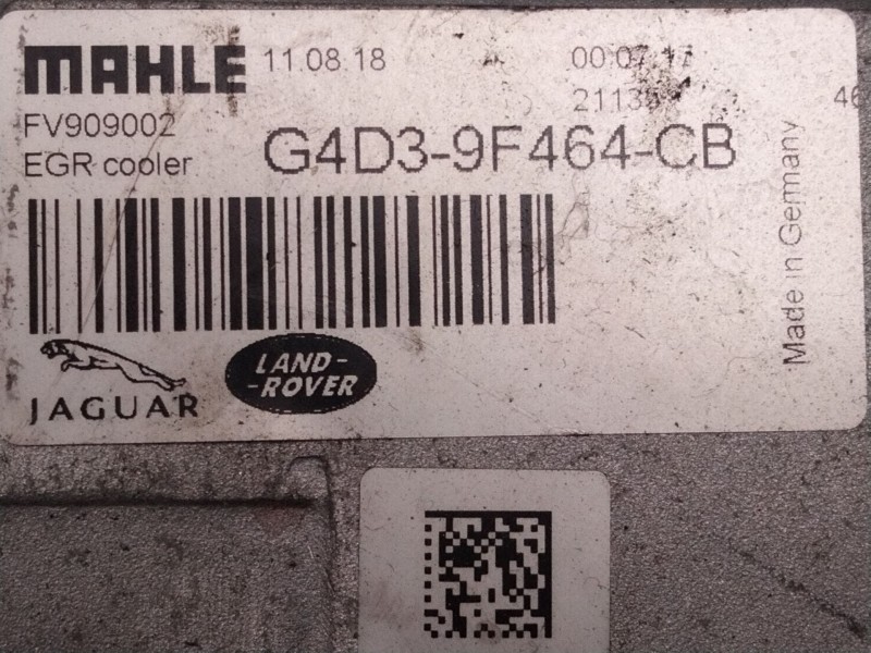 Recambio de enfriador egr para land rover range rover velar (l560) 2.0 d240 sd4 4x4 referencia OEM IAM G4D39F464  