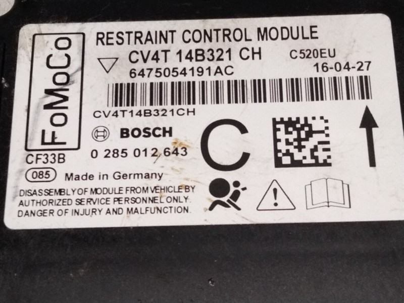 Recambio de centralita airbag para ford kuga ii (dm2) 2.0 tdci referencia OEM IAM CV4T14B321 0285011643 