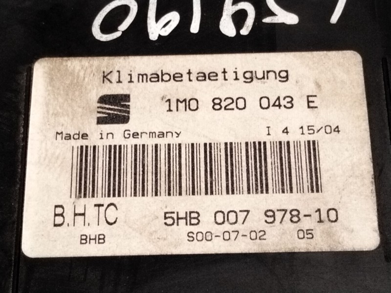 Recambio de mando calefaccion aire acondicionado para seat toledo ii (1m2) 1.9 tdi referencia OEM IAM 1M0820043E  