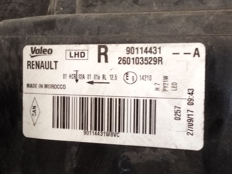 Recambio de faro derecho para dacia sandero ii (b8_) tce 90 (b8m1, b8ma) referencia OEM IAM 260103529R 90114431 
