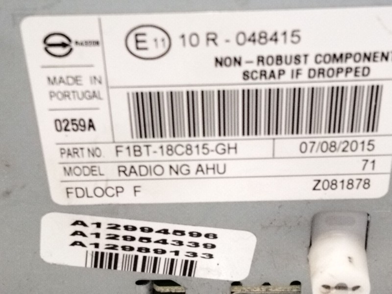 Recambio de sistema audio / radio cd para ford tourneo courier b460 monospace 1.5 tdci referencia OEM IAM F1BT18C815GH  